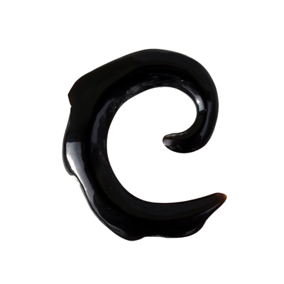 Écarteur oreille noir en corne spirale 4 millimtres artisanat de Bali